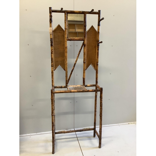 20 - Two late Victorian bamboo hallstands and a bamboo wall mirror, largest width 120cm, height 186cm... 