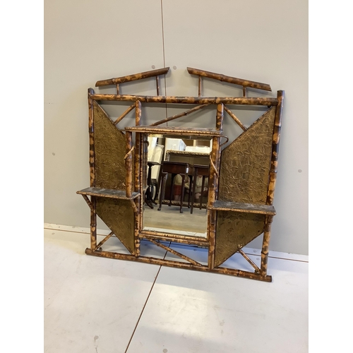 20 - Two late Victorian bamboo hallstands and a bamboo wall mirror, largest width 120cm, height 186cm... 