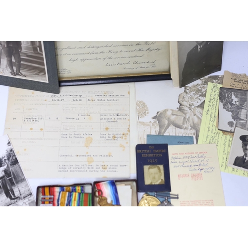 237 - An archive of family collection of medals, photographs and documents including a WWI trio of War Med... 