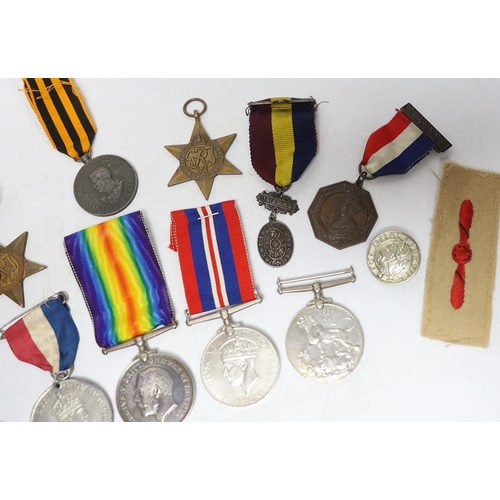 240 - Twelve medals including; a British War Medal, a Victory Medal, three 1939-45 War Medals, two 1939-45... 