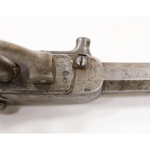 256 - A Regulation Danish breech-loading, under hammer percussion military pistol, octagonal twist barrel,... 