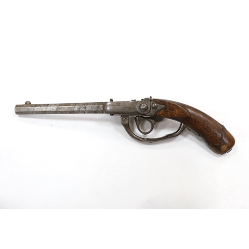 256 - A Regulation Danish breech-loading, under hammer percussion military pistol, octagonal twist barrel,... 