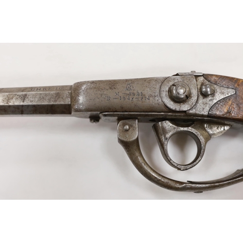 256 - A Regulation Danish breech-loading, under hammer percussion military pistol, octagonal twist barrel,... 