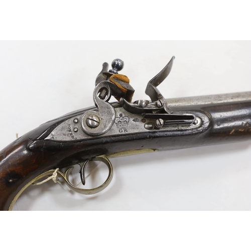 259 - A 16 bore New Land Pattern flintlock service pistol with regulation lock engraved with crowned GR, T... 