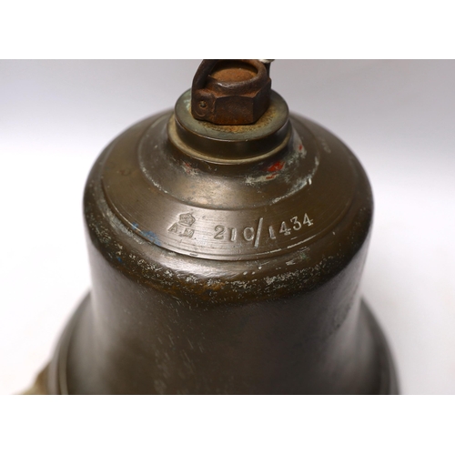 269 - A WWII Air Ministry bronze scramble bell, stamped with crowned AM, 21C/1434, diameter 27cm