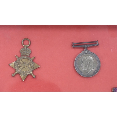 275 - Major Percy Eardley Wilmot, a framed WWI medal group comprising of the War Medal, Victory Medal, 191... 