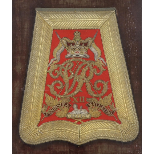 276 - An early Victorian officer's full dress embroidered sabretache of the 12th (Prince of Wales's) Royal... 