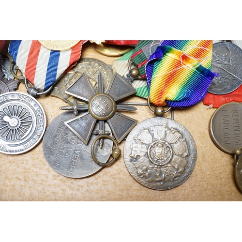 283 - Eighteen French and Belgium medals, etc. including; Medal of Honour, War Cross,  Medal of Honour for... 