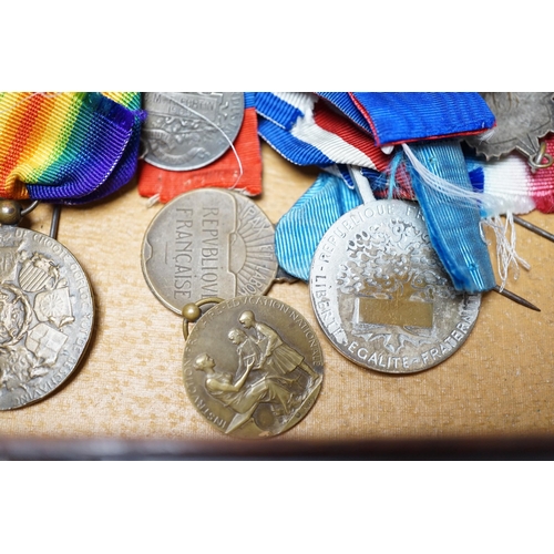 283 - Eighteen French and Belgium medals, etc. including; Medal of Honour, War Cross,  Medal of Honour for... 