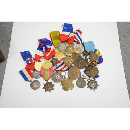 283 - Eighteen French and Belgium medals, etc. including; Medal of Honour, War Cross,  Medal of Honour for... 