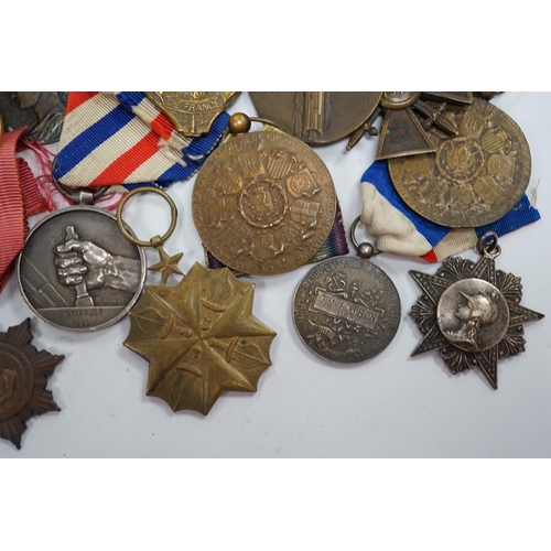 283 - Eighteen French and Belgium medals, etc. including; Medal of Honour, War Cross,  Medal of Honour for... 