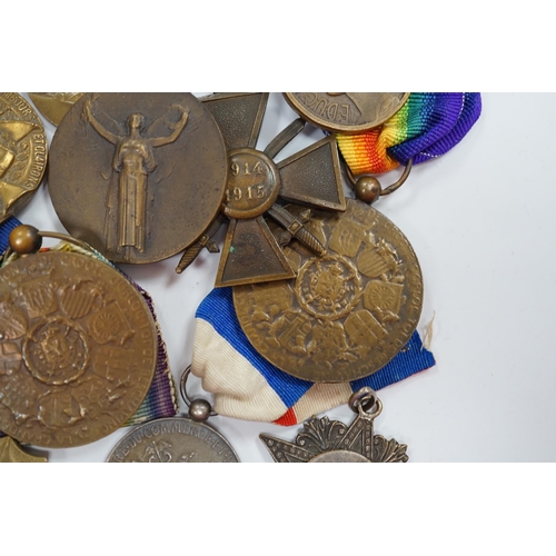 283 - Eighteen French and Belgium medals, etc. including; Medal of Honour, War Cross,  Medal of Honour for... 