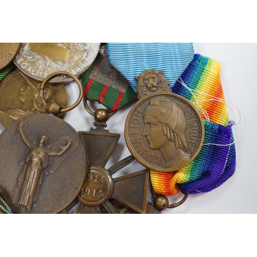 283 - Eighteen French and Belgium medals, etc. including; Medal of Honour, War Cross,  Medal of Honour for... 