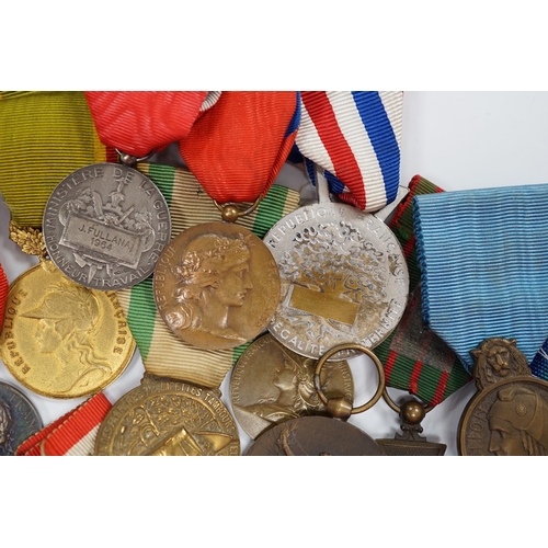 283 - Eighteen French and Belgium medals, etc. including; Medal of Honour, War Cross,  Medal of Honour for... 