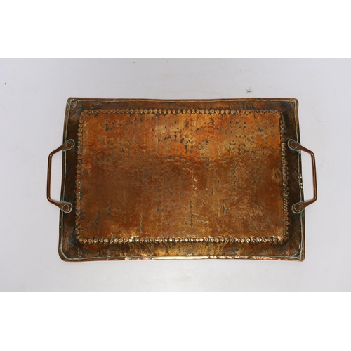 303 - An Arts & Crafts Newlyn, John Pearson copper tray, 40cm wide