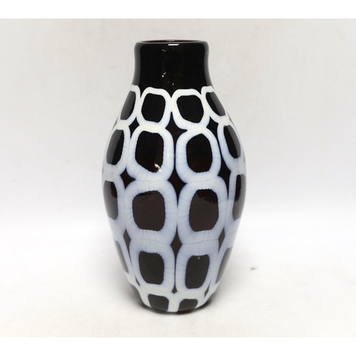 304 - ** ** A Murano glass ovoid shaped vase, in black and white, signed Formentella, 16cmsPlease note thi... 