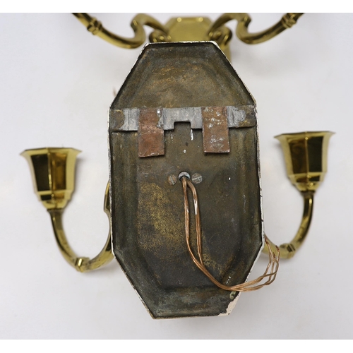 332 - A pair early 20th century Dutch bronze wall sconces