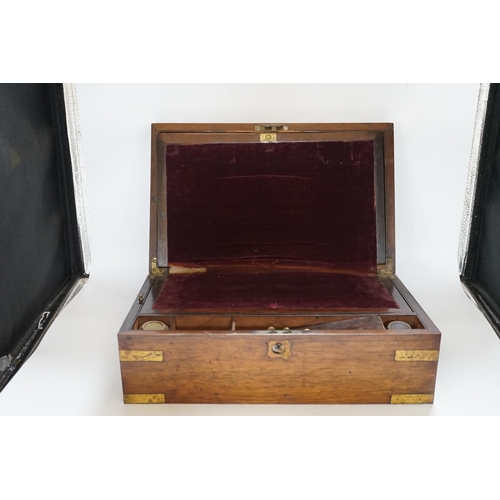 334 - A Victorian rosewood brass bound writing slope, 40cm wide x 15cm high