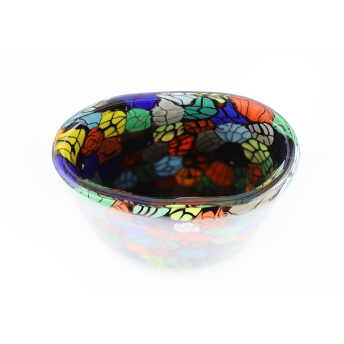 344 - ** ** Vittorio Ferro (1932-2012) A Murano glass Murrine vase, decorated with red rosebuds on a green... 