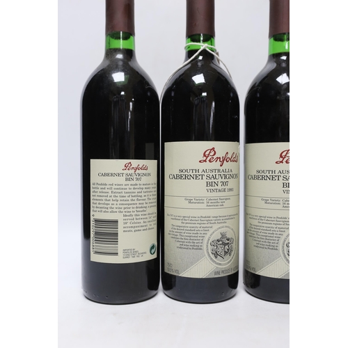 359 - Three bottles of Penfolds Cabernet Sauvignon bin 707 1993