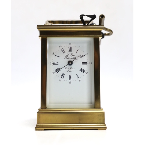 361 - A French brass cased carriage timepiece