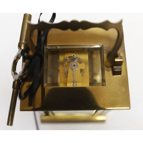 361 - A French brass cased carriage timepiece