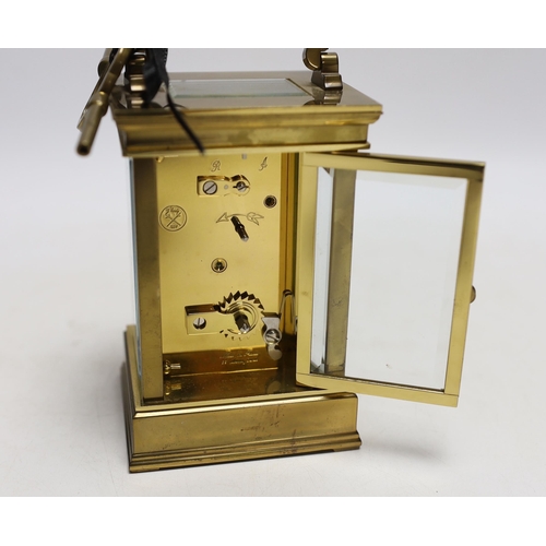 361 - A French brass cased carriage timepiece