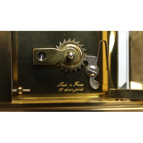 361 - A French brass cased carriage timepiece