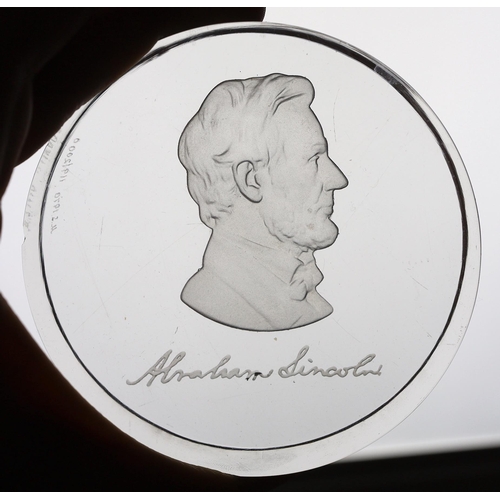 366 - Three glass paperweights - American presidents