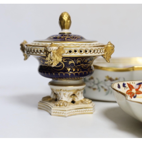 371 - A pair of 19th century Derby pot pourri, a Wedgwood Imari dish, an early 19th century Paris porcelai... 