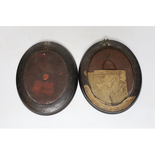 377 - After Isaac Gosset, a pair of oval cream glazed terracotta portrait plaques of George II and George ... 