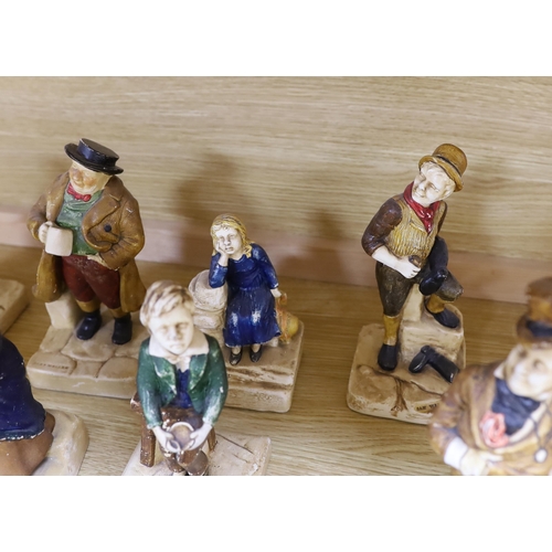 382 - A collection of twelve Bretby cold painted pottery Dickens character figures, tallest Mr. Micawbee 2... 