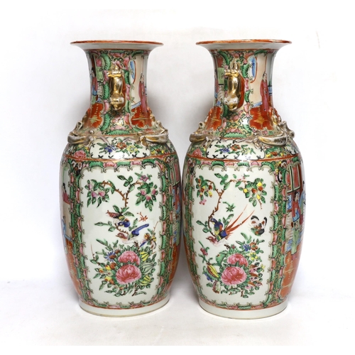 386 - A pair of early 20th century Chinese famille rose vases, 35cm