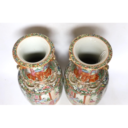 386 - A pair of early 20th century Chinese famille rose vases, 35cm