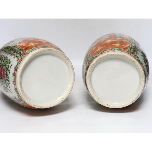 386 - A pair of early 20th century Chinese famille rose vases, 35cm