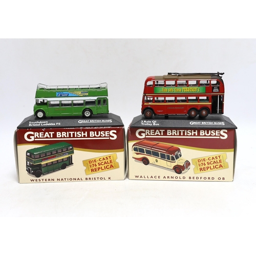 393 - A quantity of boxed model cars, including Great British Buses, Corgi and Dinky