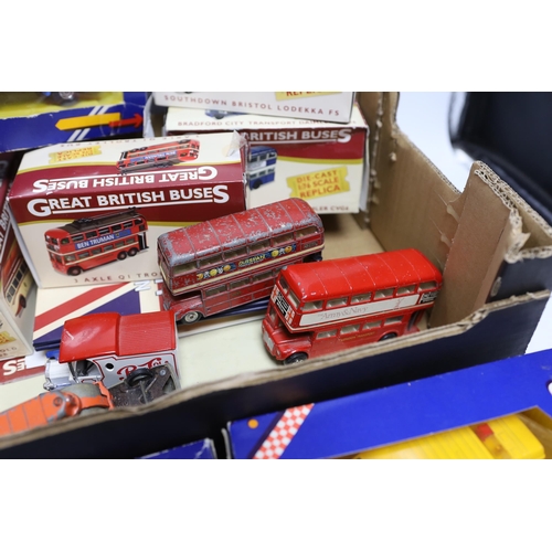 393 - A quantity of boxed model cars, including Great British Buses, Corgi and Dinky