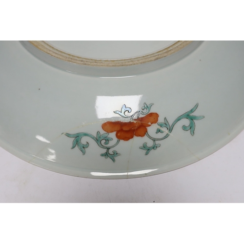 398 - A Chinese millefleur enamelled porcelain dish, six character Qianlong seal mark, but late 19th/early... 