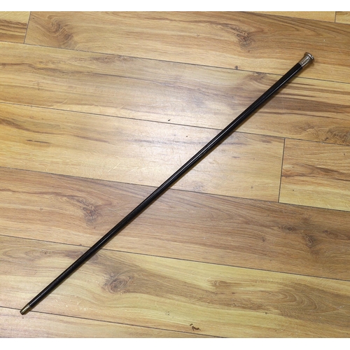 410 - A George V silver topped ebonised cane, 91cm.