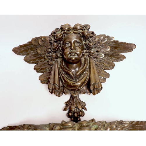 416 - A pair of resin cherub brackets 'bronzed', 29 x 47cm