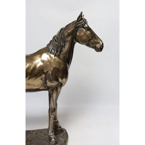 418 - A bronze- inished horse model, 51cm