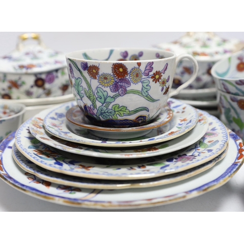 429 - A collection of Spode Ironstone and pottery blue tea and dinnerware, including a pair of oval boat s... 