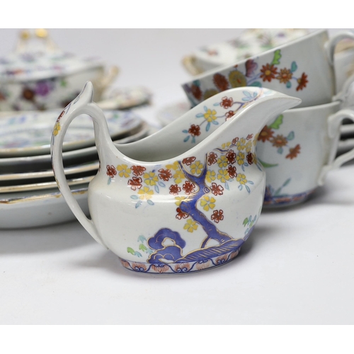 429 - A collection of Spode Ironstone and pottery blue tea and dinnerware, including a pair of oval boat s... 