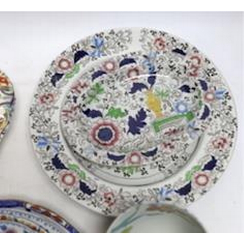 429 - A collection of Spode Ironstone and pottery blue tea and dinnerware, including a pair of oval boat s... 