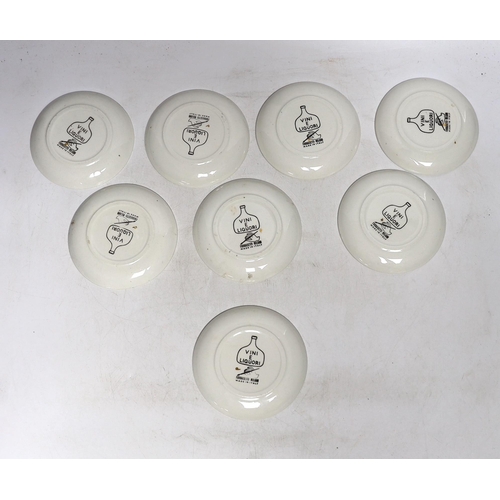 436 - A set of eight Fornasetti Vini e Liquori coasters, 1960's, 10cm in diameter