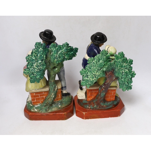 444 - A pair of Staffordshire pearlware sailor groups 'Departure' and 'Return', c.1820, largest 23cm high... 