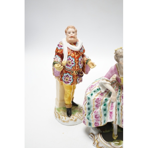 449 - Four Continental porcelain figures or groups, tallest 19cm