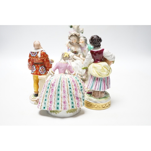 449 - Four Continental porcelain figures or groups, tallest 19cm