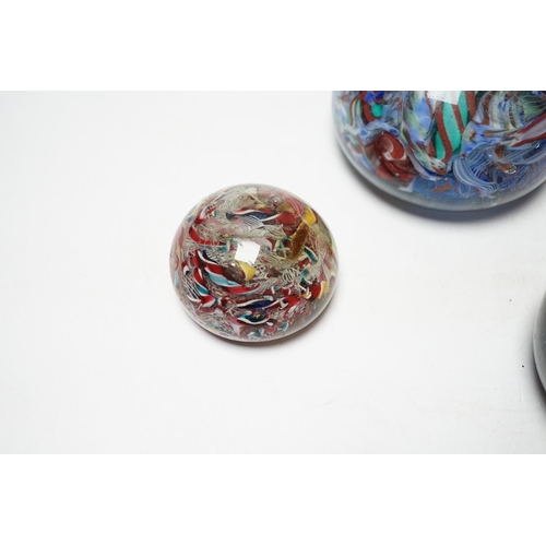 452 - Three 19th century Venetian scrambled glass paperweights, largest 8.5cm