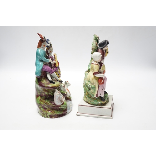 453 - Two Staffordshire pearlware groups of musicians, c.1810-25, largest 20cm high